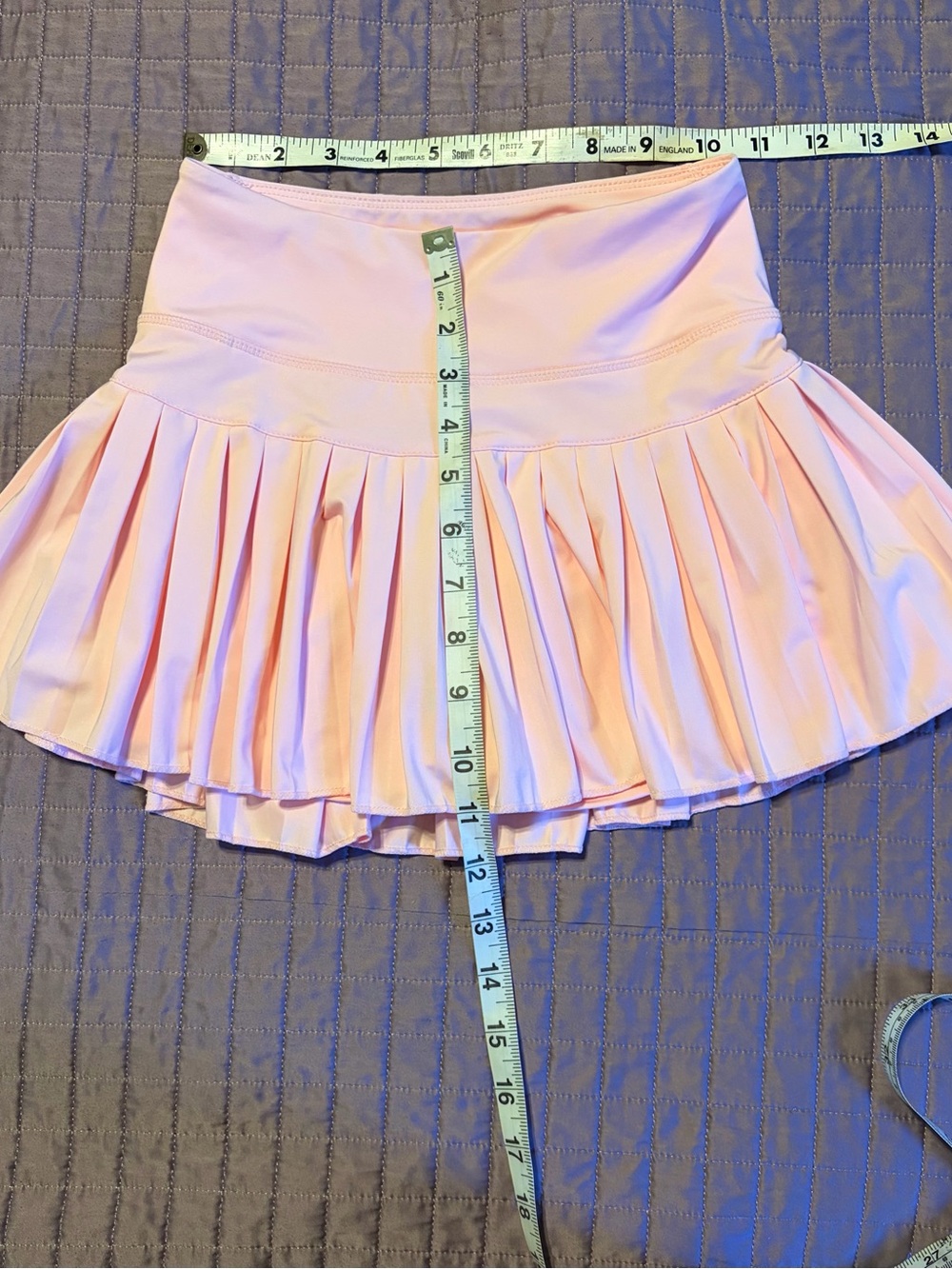 Pink Pleated Skirt with built in shorts with pockets on both sides of shorts